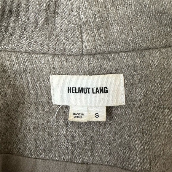 HELMUT LANG Willowed Felt Wool Coat with Leather Sleeve in Flax - Picture 14 of 15